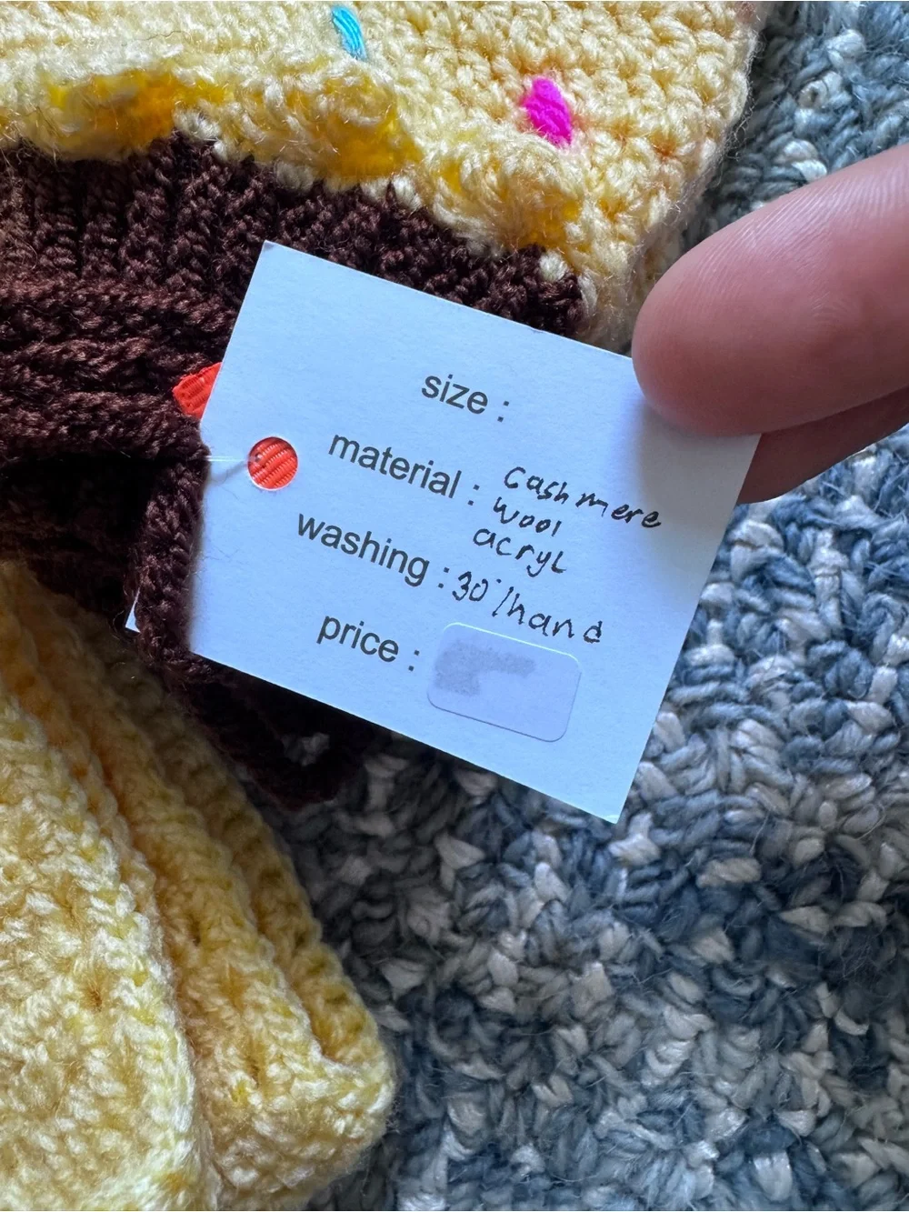 Toddler Hand Knit Yellow Cupcake Knit Hat, Scarf & Mitten Set from Amsterdam